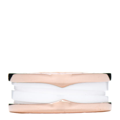 Bulgari 18K Rose Gold White Ceramic B.Zero1 Two-Band Ring 53 6.25 3 of 6