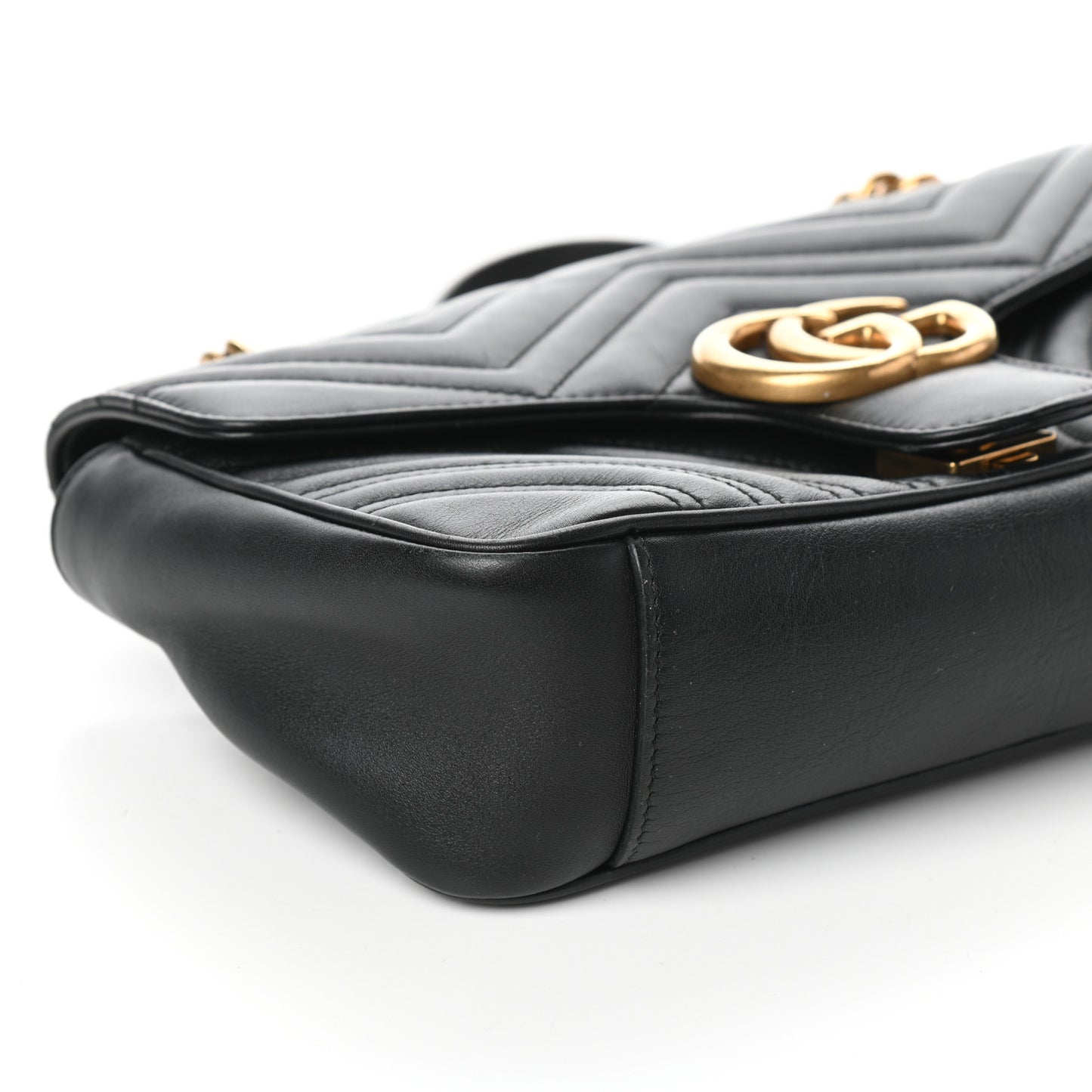 Calfskin Matelasse Small GG Marmont Shoulder Bag Black