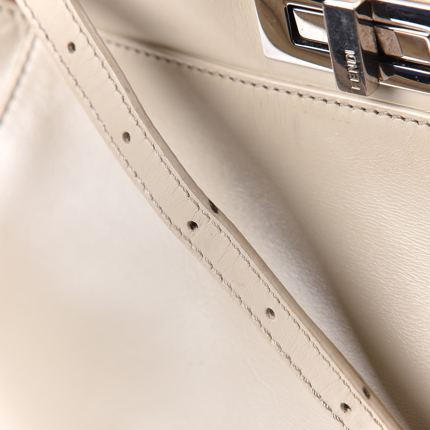 Fendi Vitello Morgan Shiny Nappa Medium Peekaboo Iconic Satchel Latte Azalea 28 of 29