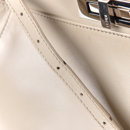 Fendi Vitello Morgan Shiny Nappa Medium Peekaboo Iconic Satchel Latte Azalea 28 of 29