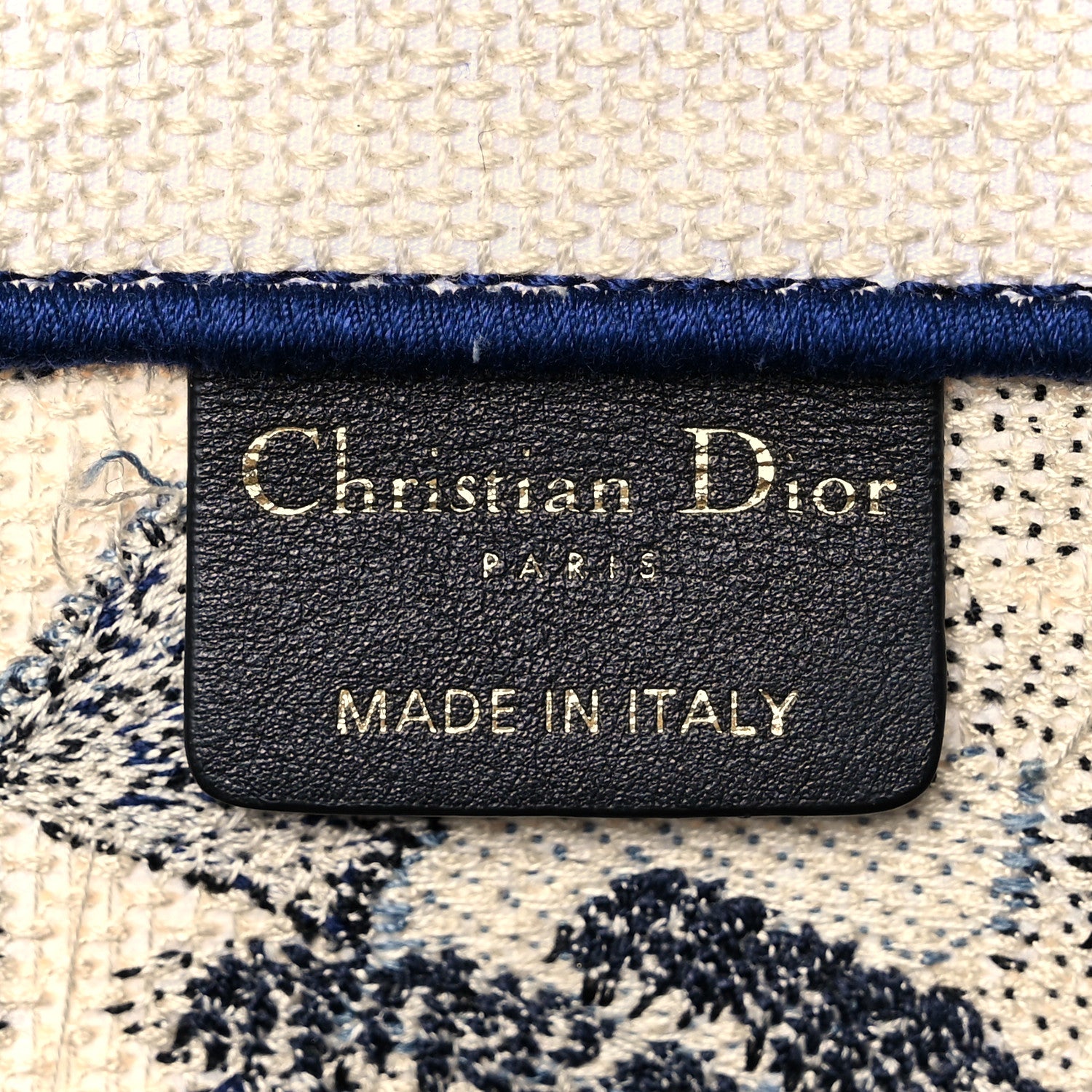 Christian Dior Canvas Embroidered Large Palm Tree Toile De Jouy Book Tote Blue 6 of 10