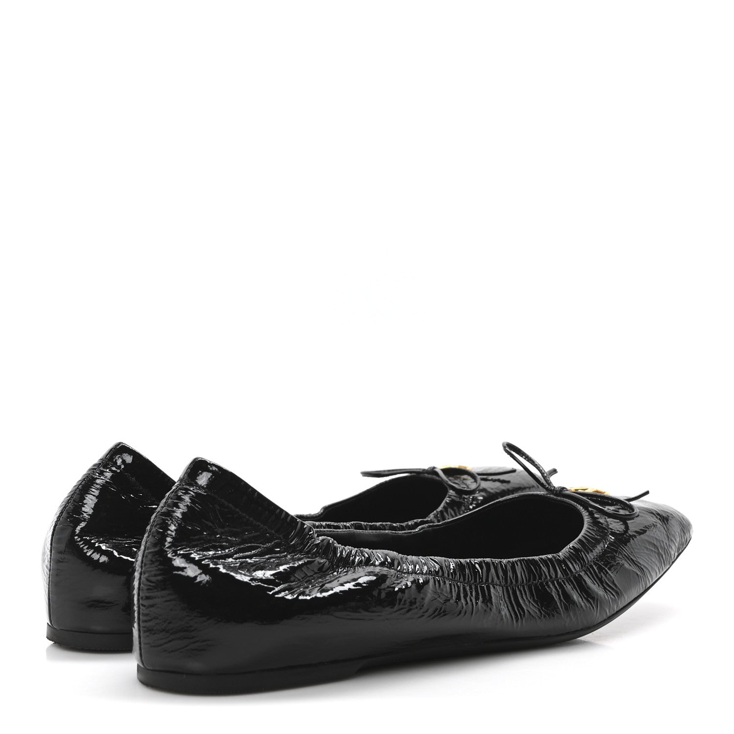 Valentino Garavani Naplack Nappa Vlogo Bow Mary Jane Ballerina Flats 38.5 Black 5 of 9