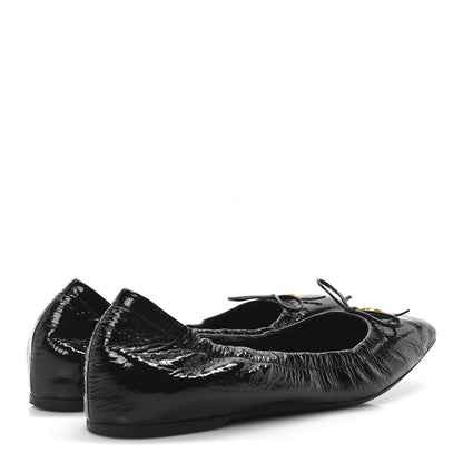 Valentino Garavani Naplack Nappa Vlogo Bow Mary Jane Ballerina Flats 38.5 Black 5 of 9