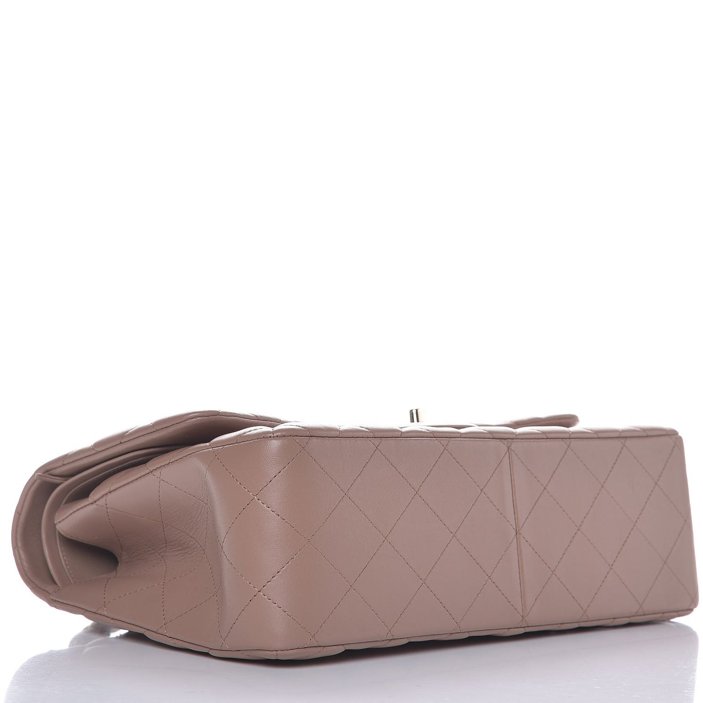 Lambskin Quilted Jumbo Double Flap Dark Beige