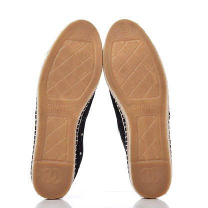 Chanel Suede Pearl CC Espadrilles 39 Black 5 of 11
