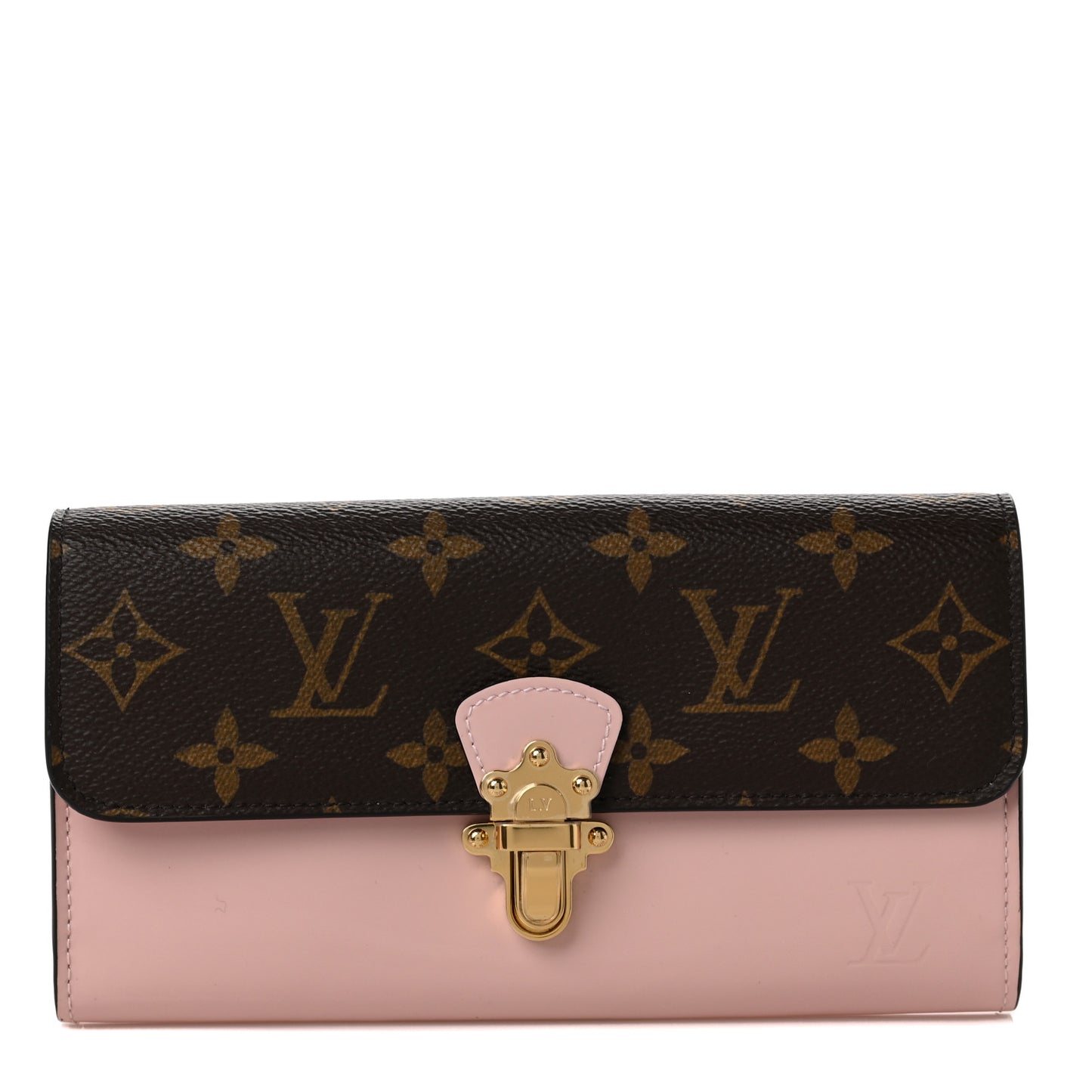 Patent Calfskin Monogram Cherrywood Wallet Rose Ballerine