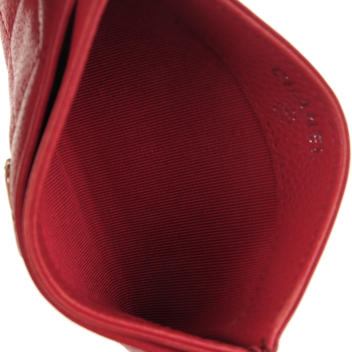 Caviar Quilted Card Holder Red