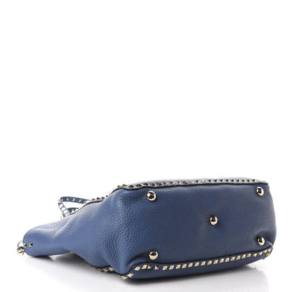 Valentino Garavani Pebbled Calfskin Medium Rockstud Tote Indaco 3 of 8