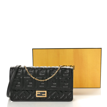Fendi Nappa Matisse FF Embossed Wallet On Chain Black 10 of 10