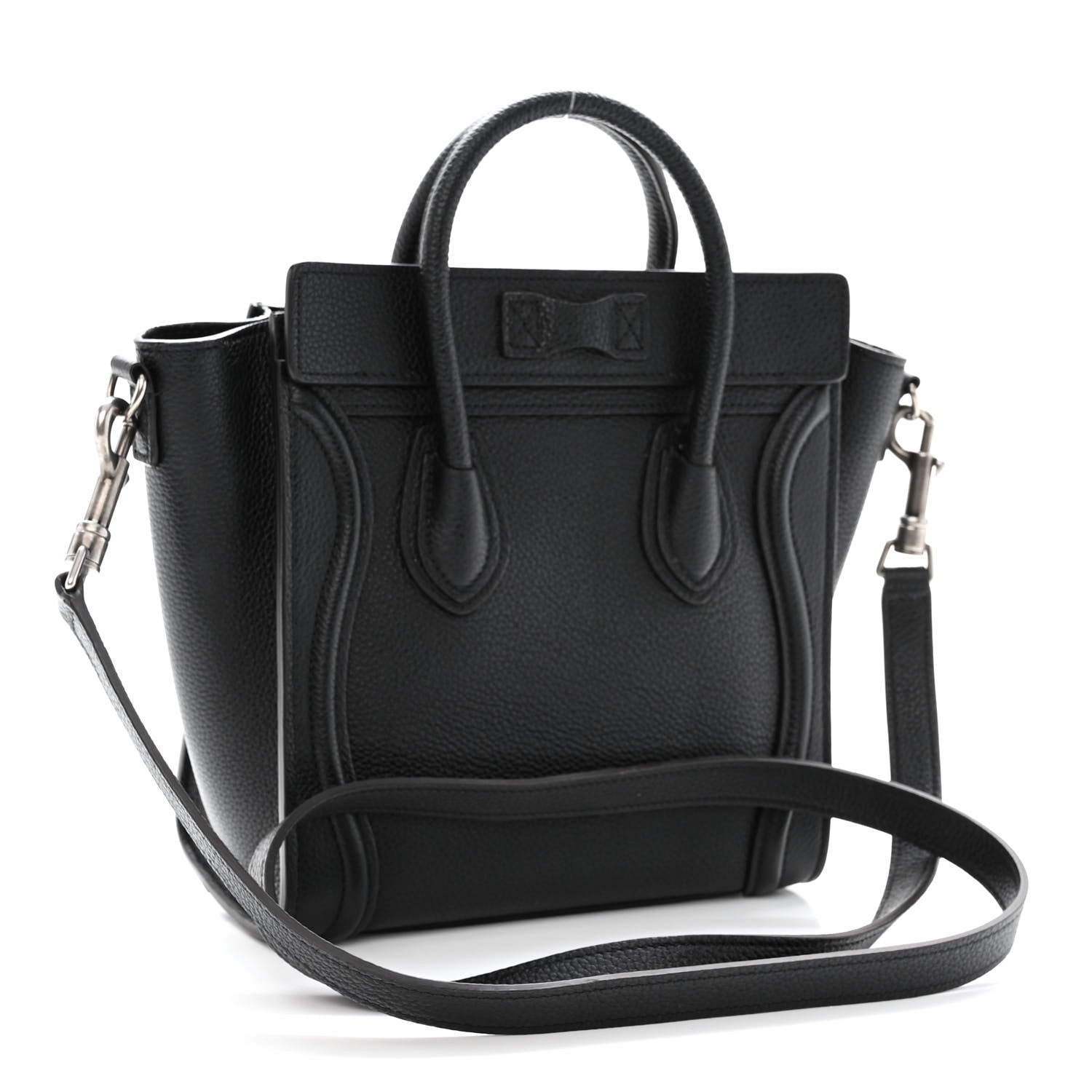 Celine Drummed Calfskin Nano Luggage Black 3 of 10
