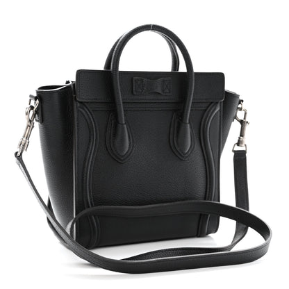 Celine Drummed Calfskin Nano Luggage Black 3 of 10
