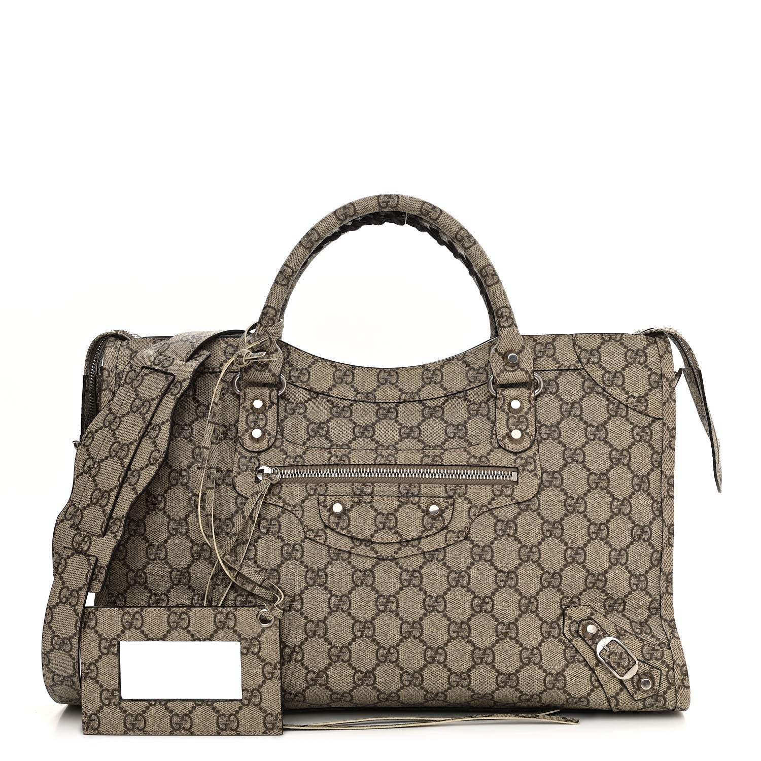Balenciaga X GUCCI GG Supreme Monogram Neo Classic Silver Hardware City Beige Ebony 1 of 10