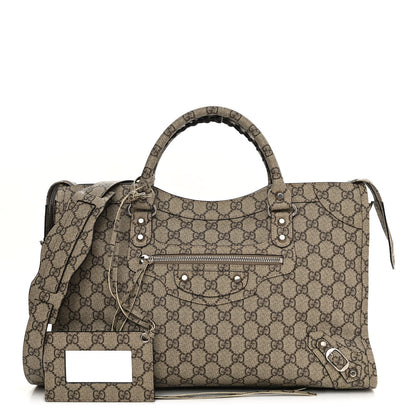 Balenciaga X GUCCI GG Supreme Monogram Neo Classic Silver Hardware City Beige Ebony 1 of 10