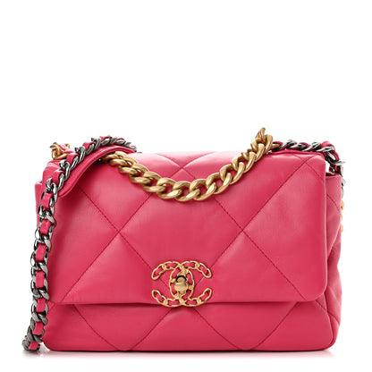 Chanel Goatskin Quilted Medium Chanel 19 Flap Dark Pink 1 of 11