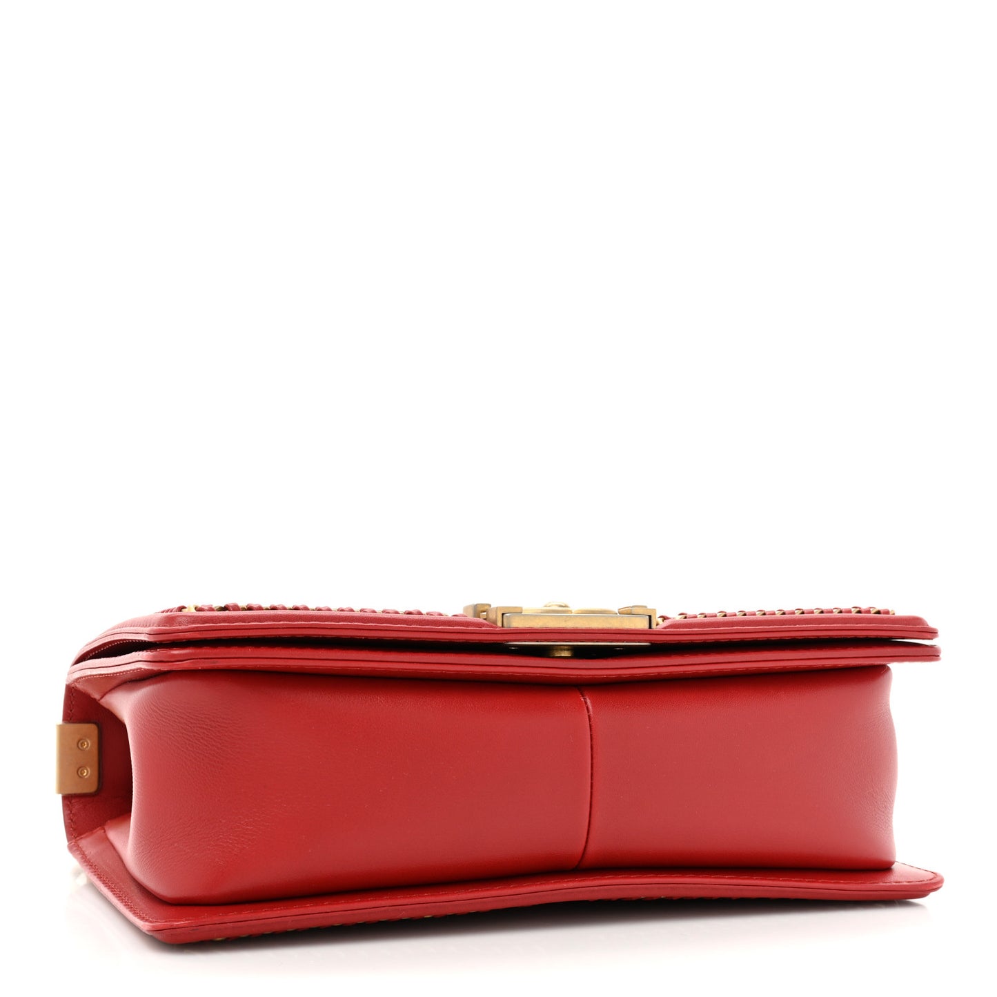 Lambskin Quilted Medium Top Handle Boy Flap Red
