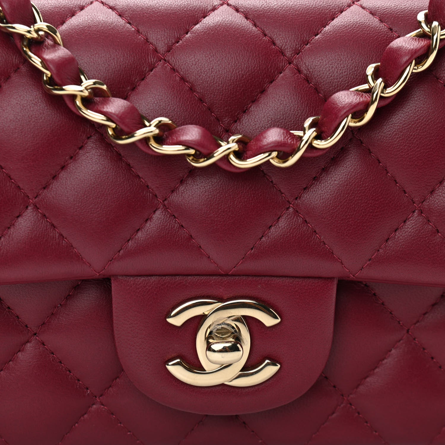 Chanel Lambskin Quilted Mini Rectangular Flap Burgundy 8 of 11
