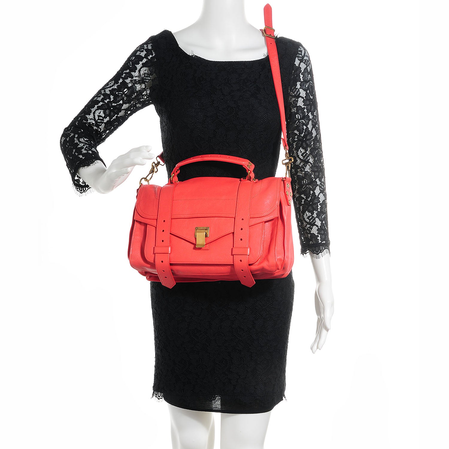 Proenza Schouler Lambskin Medium PS1 Satchel Deep Coral 2 of 12