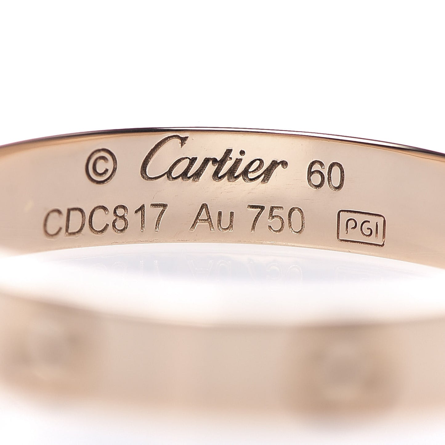 18K Pink Gold 3.5mm LOVE Wedding Band Ring 60 9