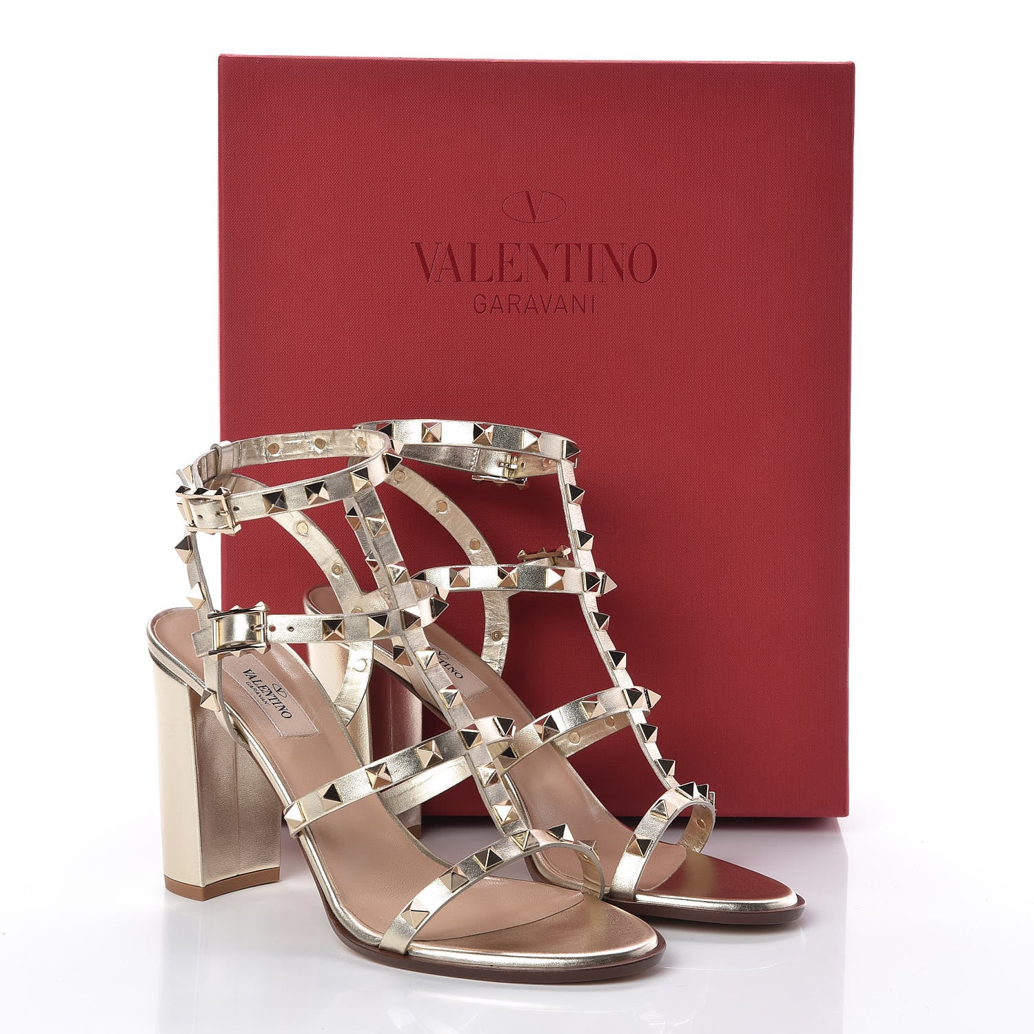 Valentino Garavani Calfskin Rockstud 90mm City Sandals 39 Platino 8 of 8