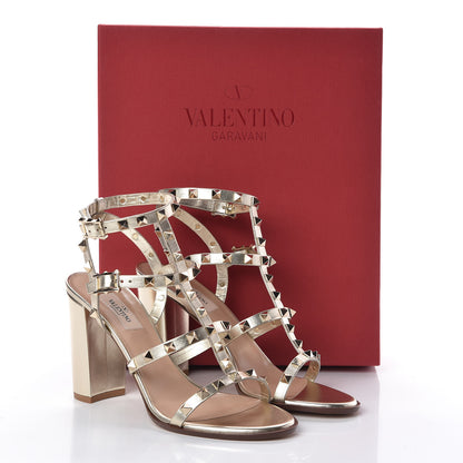 Valentino Garavani Calfskin Rockstud 90mm City Sandals 39 Platino 8 of 8