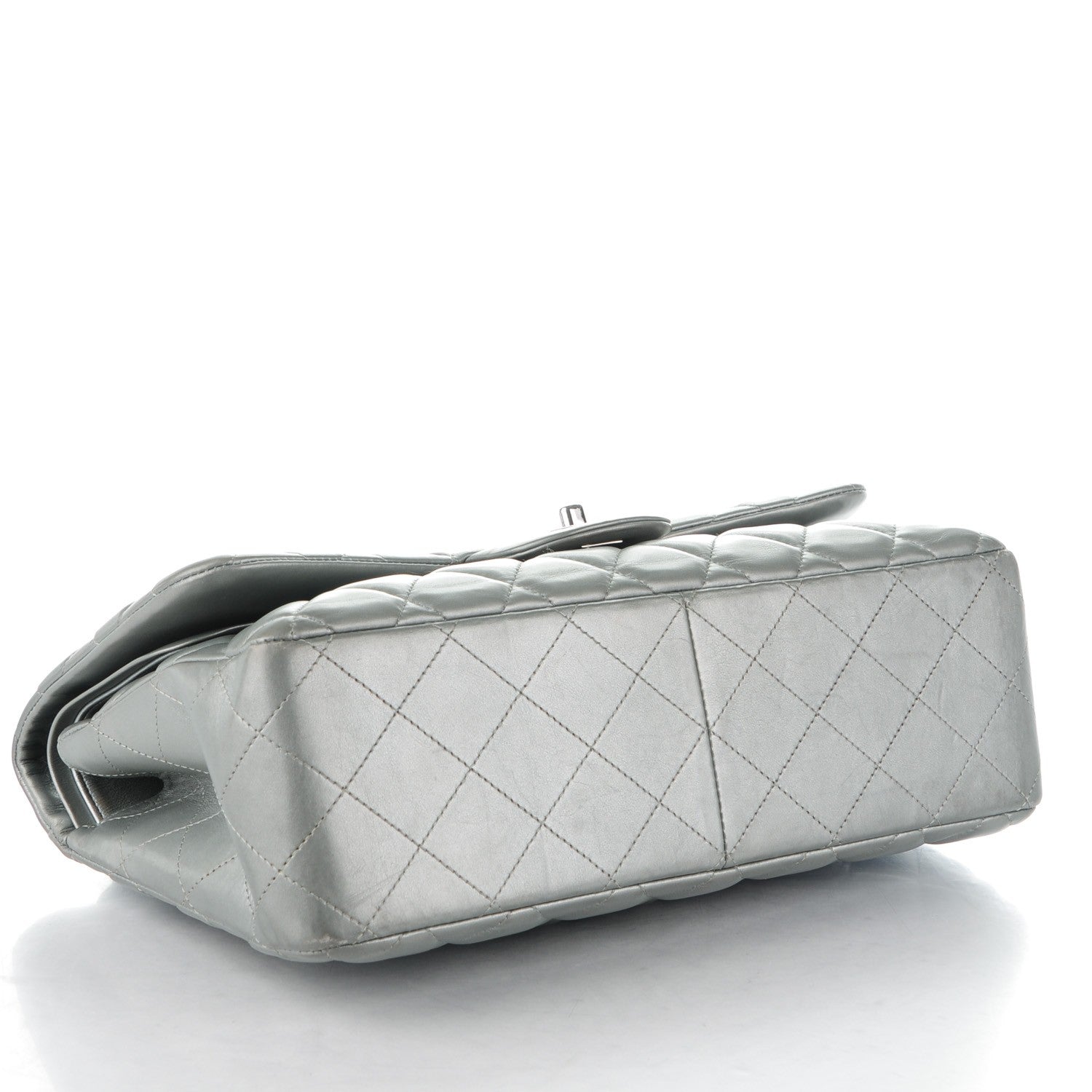 Chanel Metallic Lambskin Quilted Jumbo Double Flap Silver 4 of 9