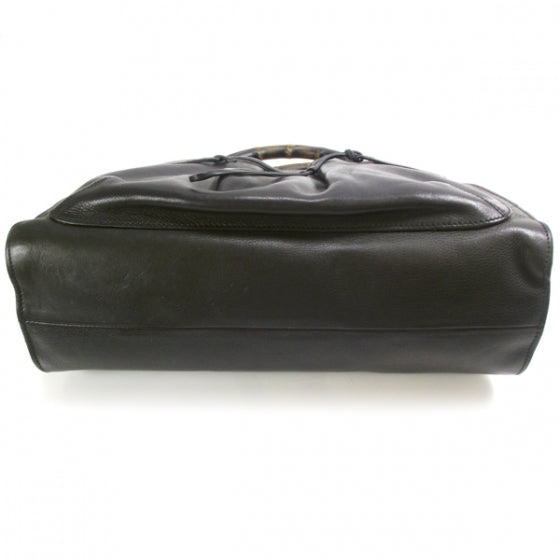 Gucci Leather Bamboo Handle Tote Black 4 of 10