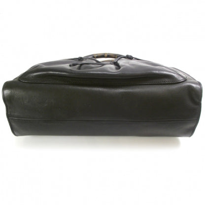 Gucci Leather Bamboo Handle Tote Black 4 of 10