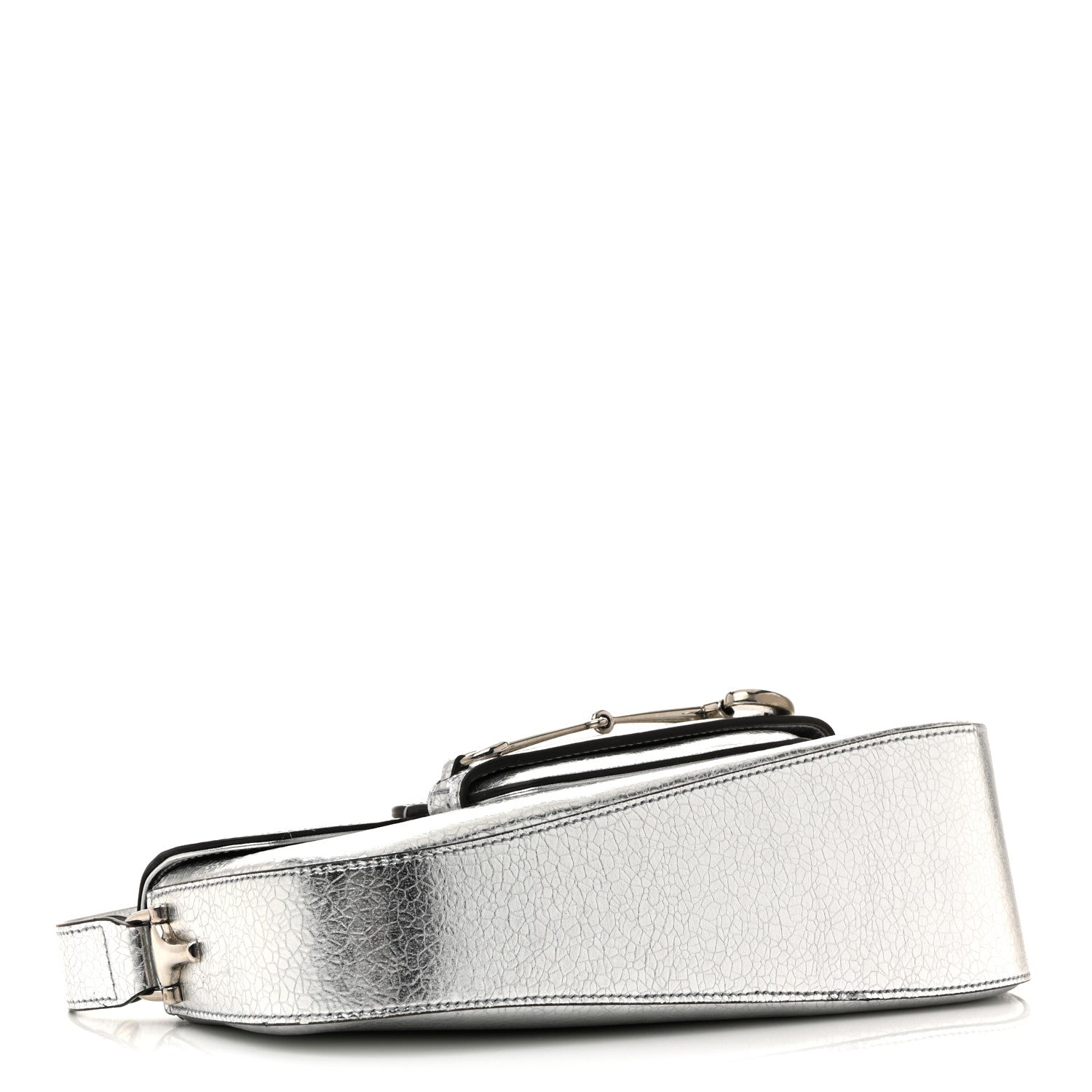 Gucci Metallic Demetra Small Horsebit 1955 Asymmetric Shoulder Bag Silver 4 of 12