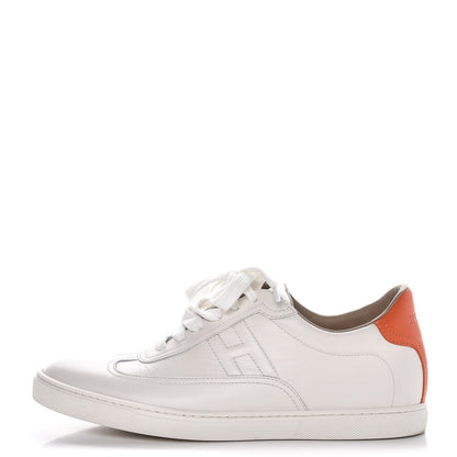 Hermes Calfskin Quicker Sneakers 37 Blanc White Orange 1 of 12