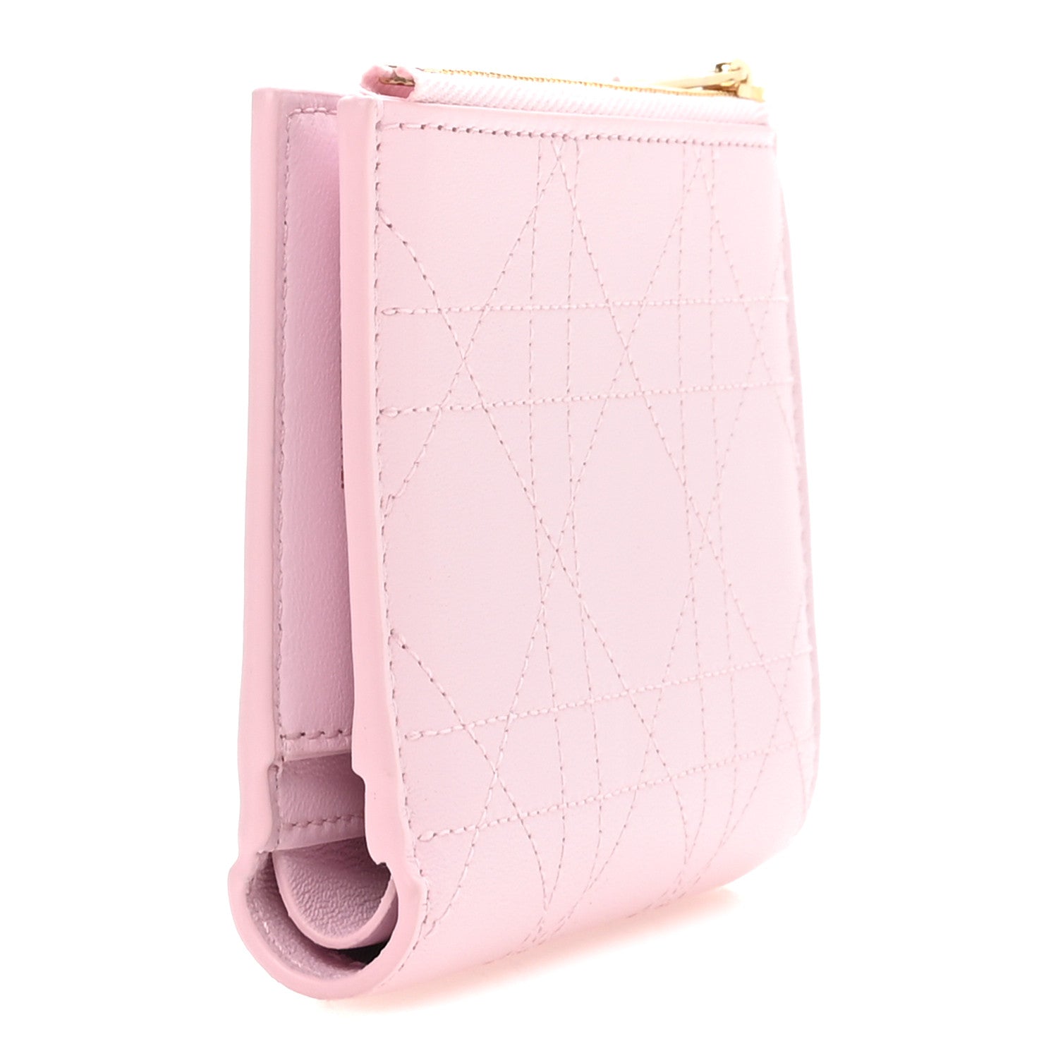 Christian Dior Lambskin Cannage Trianon Dahlia Wallet Rose Songe 3 of 9