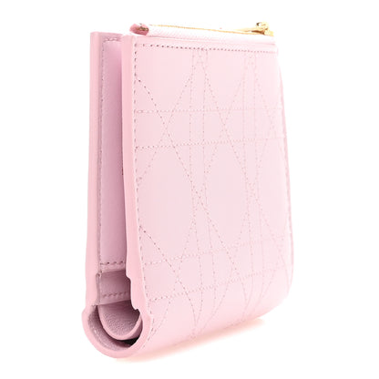 Christian Dior Lambskin Cannage Trianon Dahlia Wallet Rose Songe 3 of 9
