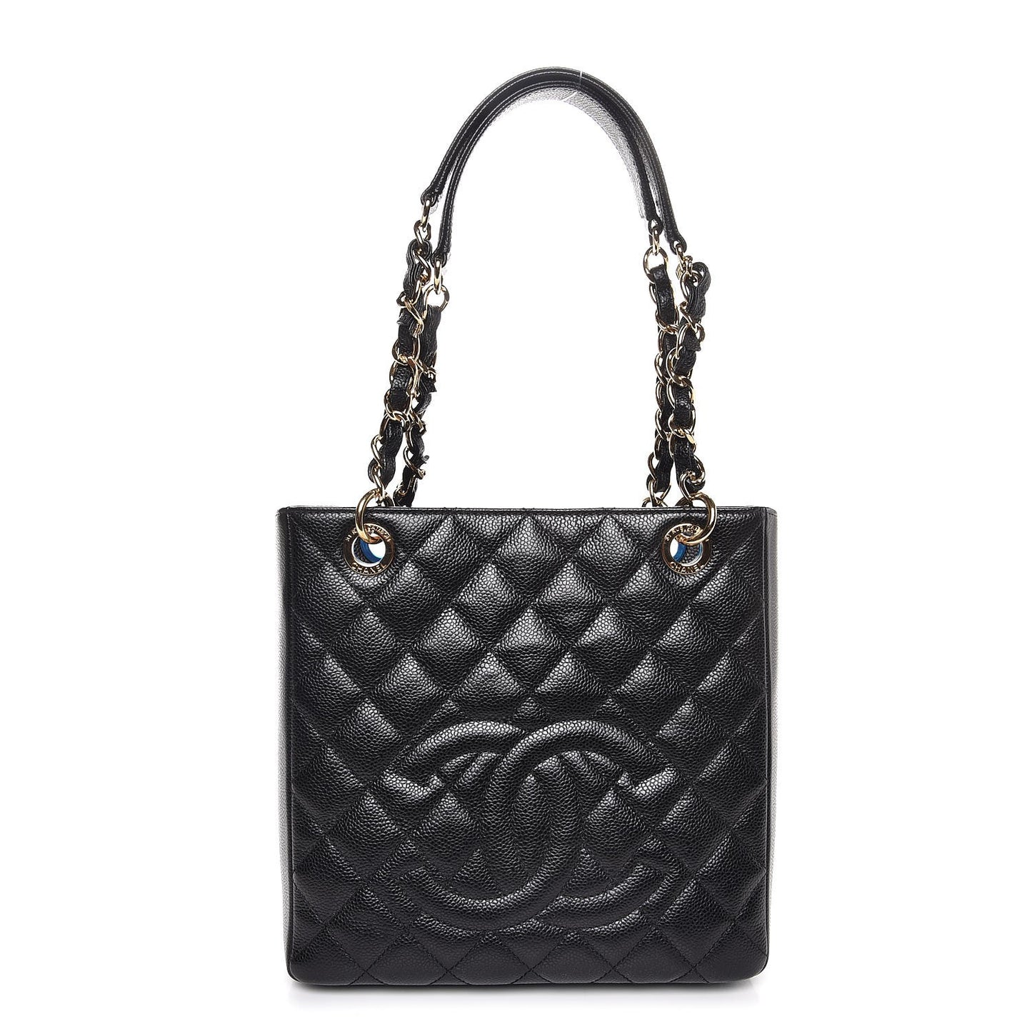 Caviar Quilted Petit Shopping Tote PST Black