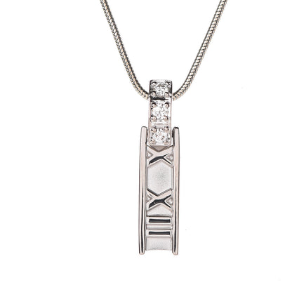 Tiffany 18K White Gold Diamond Atlas Bar Drop Pendant Necklace 4 of 8