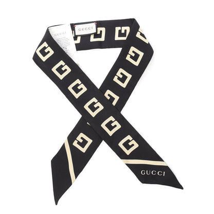 Gucci Silk Square G Neck Bow Scarf Black 1 of 4