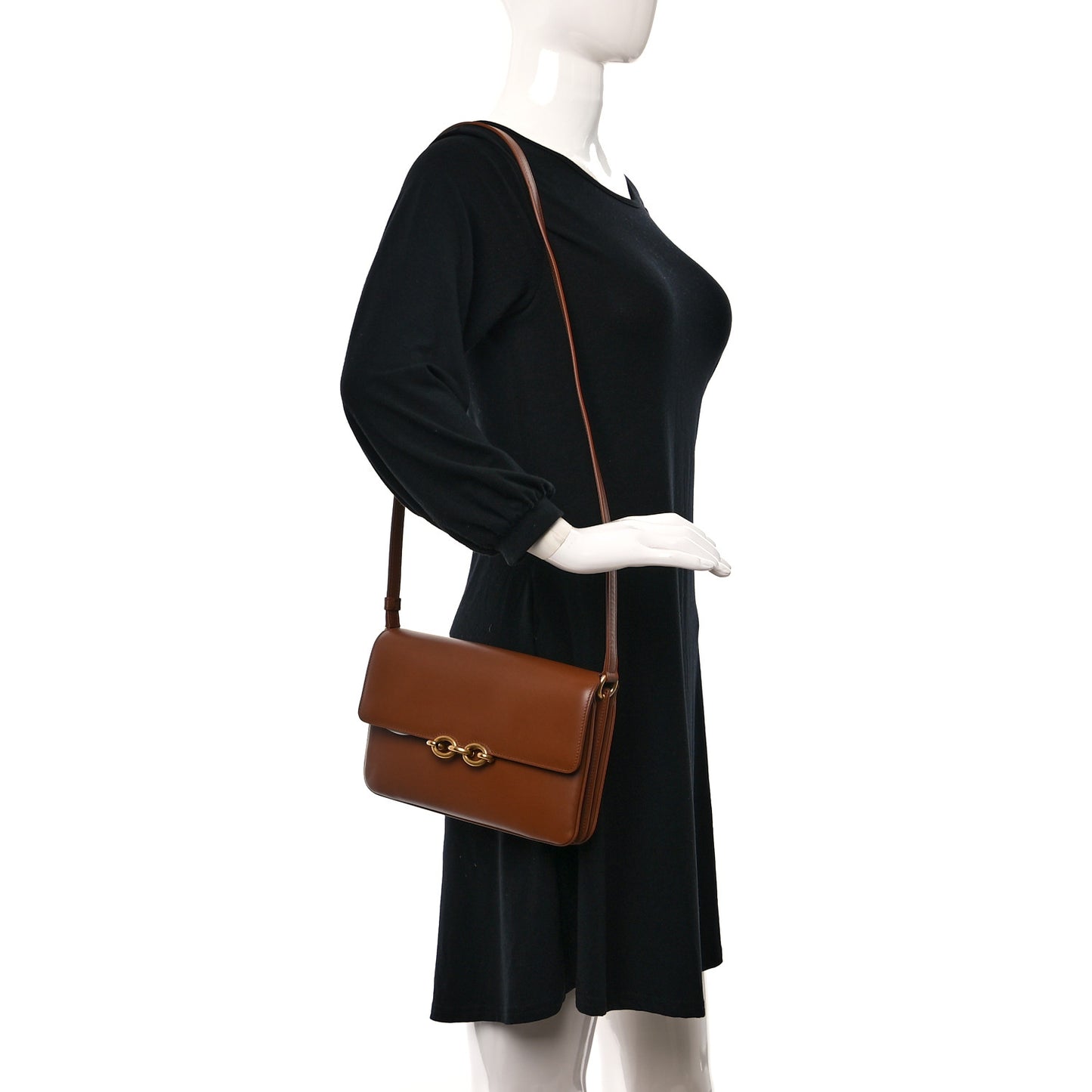 Smooth Calfskin Le Maillon Satchel Brown