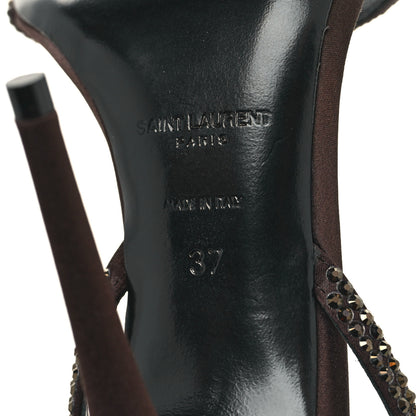 Saint Laurent Satin Crystal Ava 105 Sandals 37 Amaranth 6 of 8