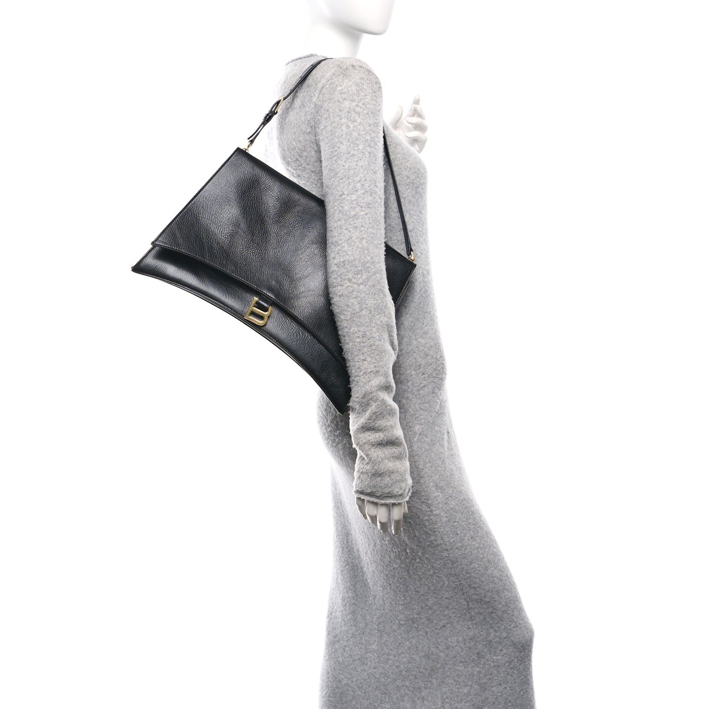 Paper Calfskin Large Crush Sling Bag Black