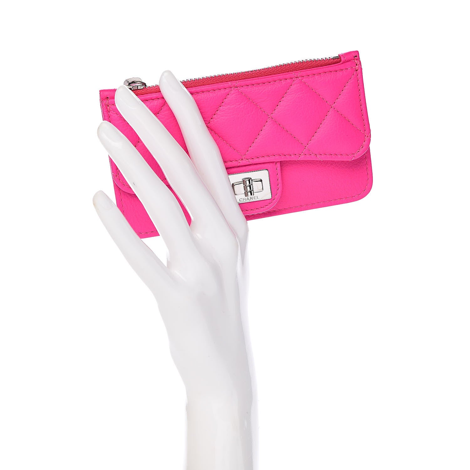 Chanel Goatskin Quilted Reissue Flap Zip Card Holder Pink 2 of 8
