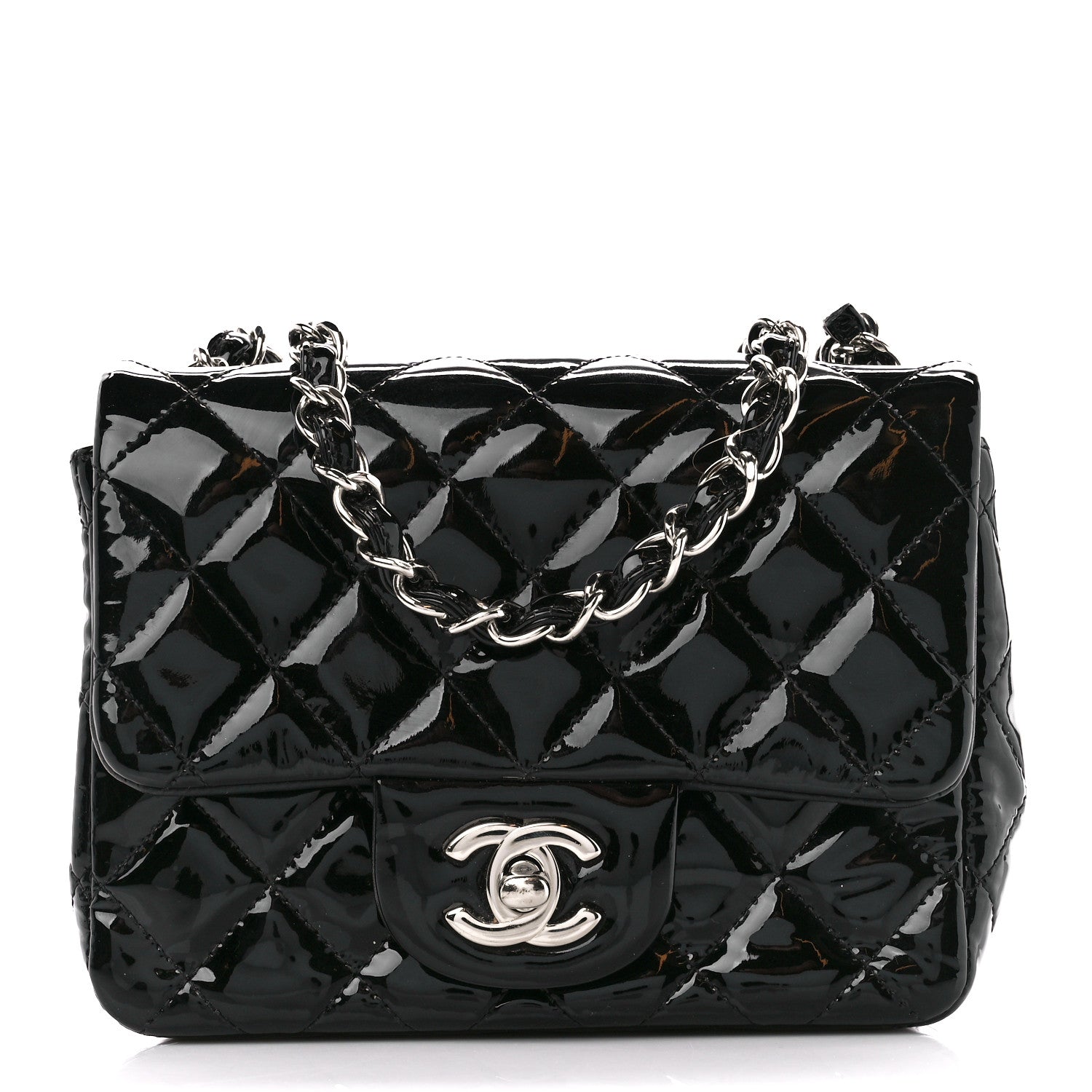Chanel Patent Calfskin Quilted Mini Square Flap Black 1 of 13