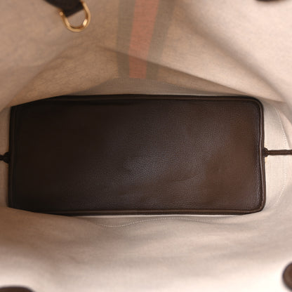Gucci GG Supreme Monogram Textured Dollar Calfskin Web Large Ophidia Tote Beige Ebony New Acero 6 of 11
