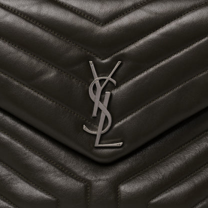 Saint Laurent Calfskin Y Quilted Monogram Medium Loulou Chain Satchel Kaki Fonce 10 of 14