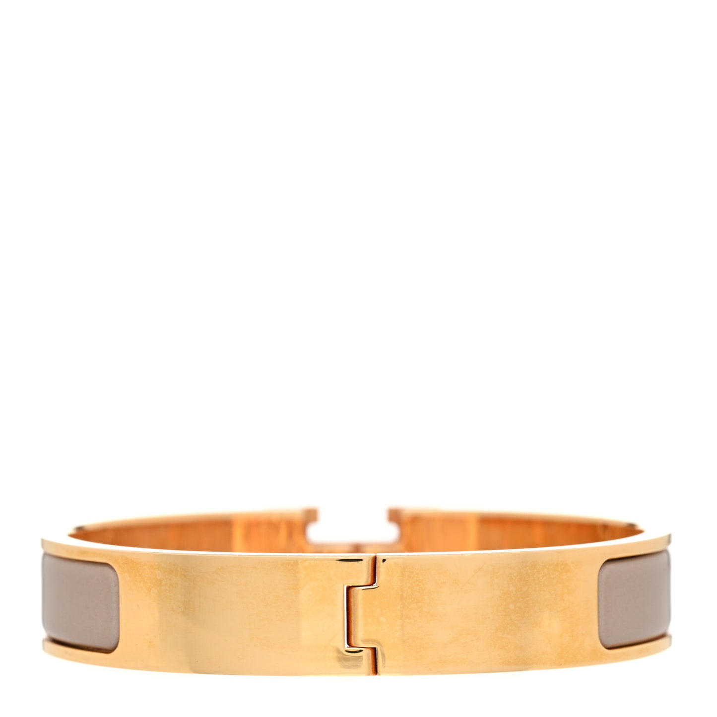 Enamel Narrow Clic Clac H Bracelet GM Marron Glace