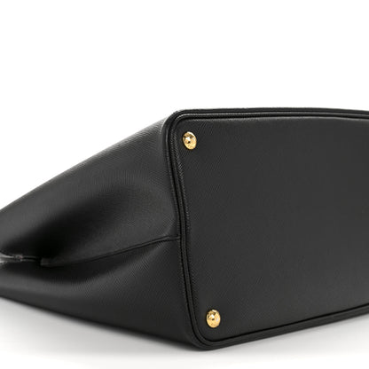 Prada Saffiano Cuir Large Double Bag Black Fuoco 9 of 12