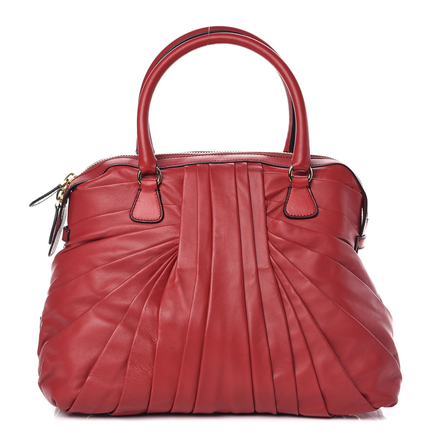 Valentino Garavani Lambskin Pleated Tote Red 1 of 8