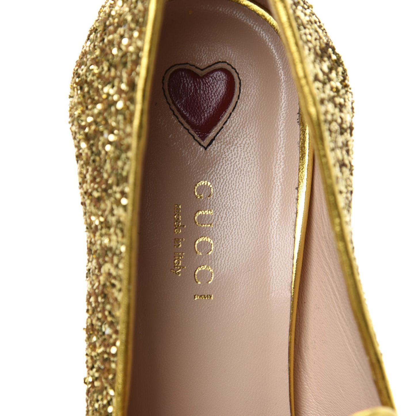 Glitter Nappa Web Peyton 75mm Loafer Pumps 38 Oro Vecchio