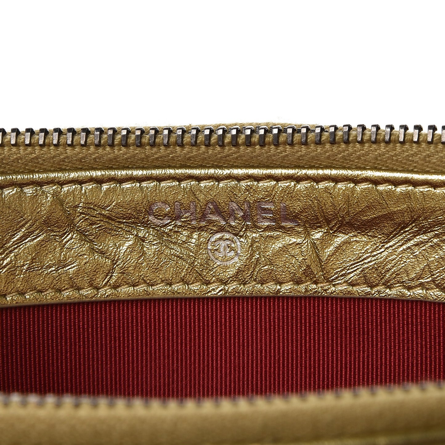 Metallic Aged Calfskin Quilted Small Gabrielle Clutch With Chain Gold