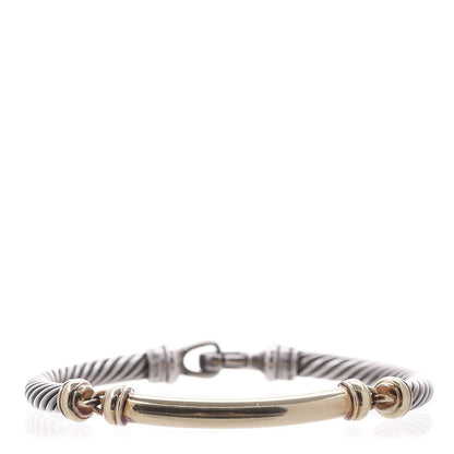 David Yurman Sterling Silver 14K Yellow Gold 5mm Metro Cable Bracelet 1 of 6