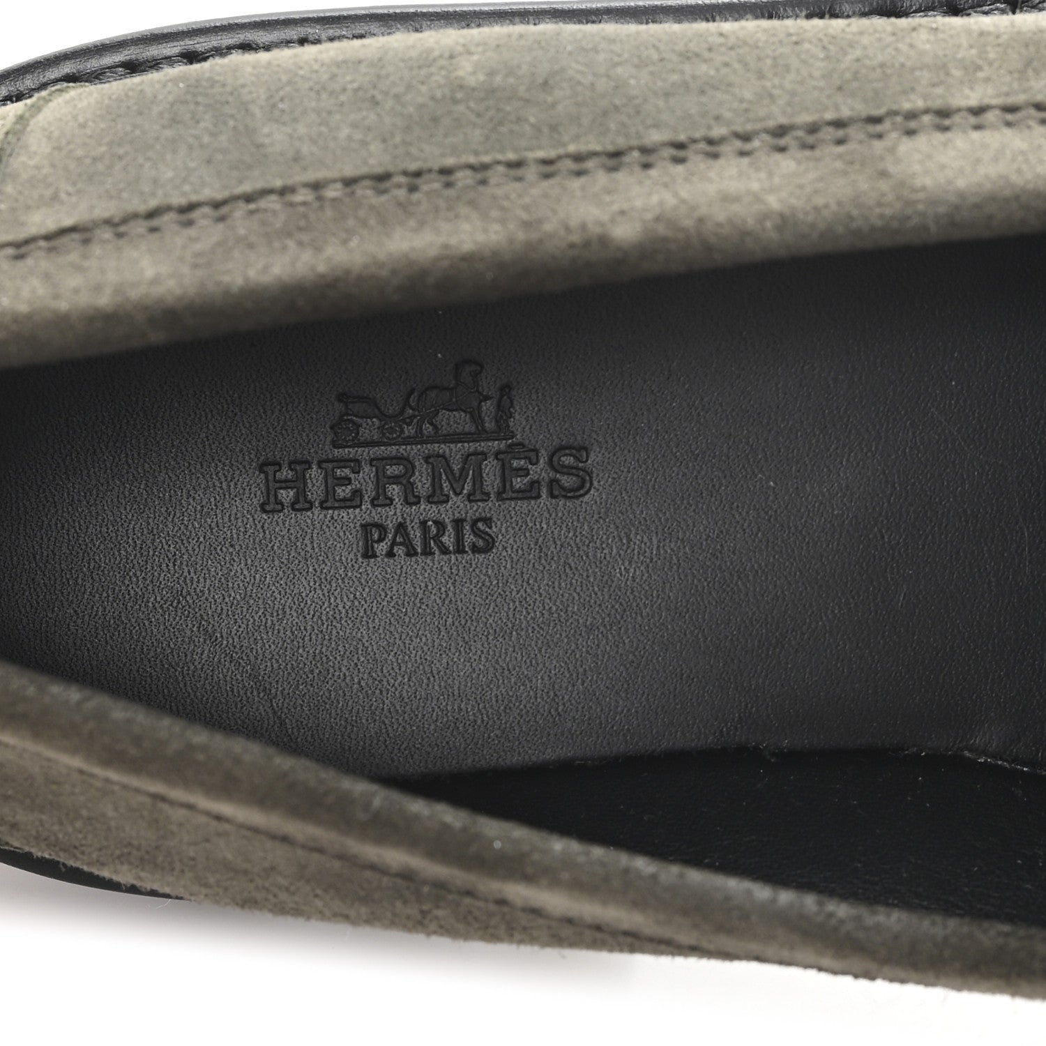 Hermes Chevre Velours Womens Icone Loafers 37 Vert Foret 8 of 10