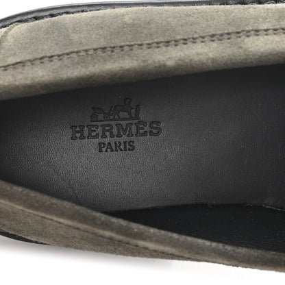Hermes Chevre Velours Womens Icone Loafers 37 Vert Foret 8 of 10