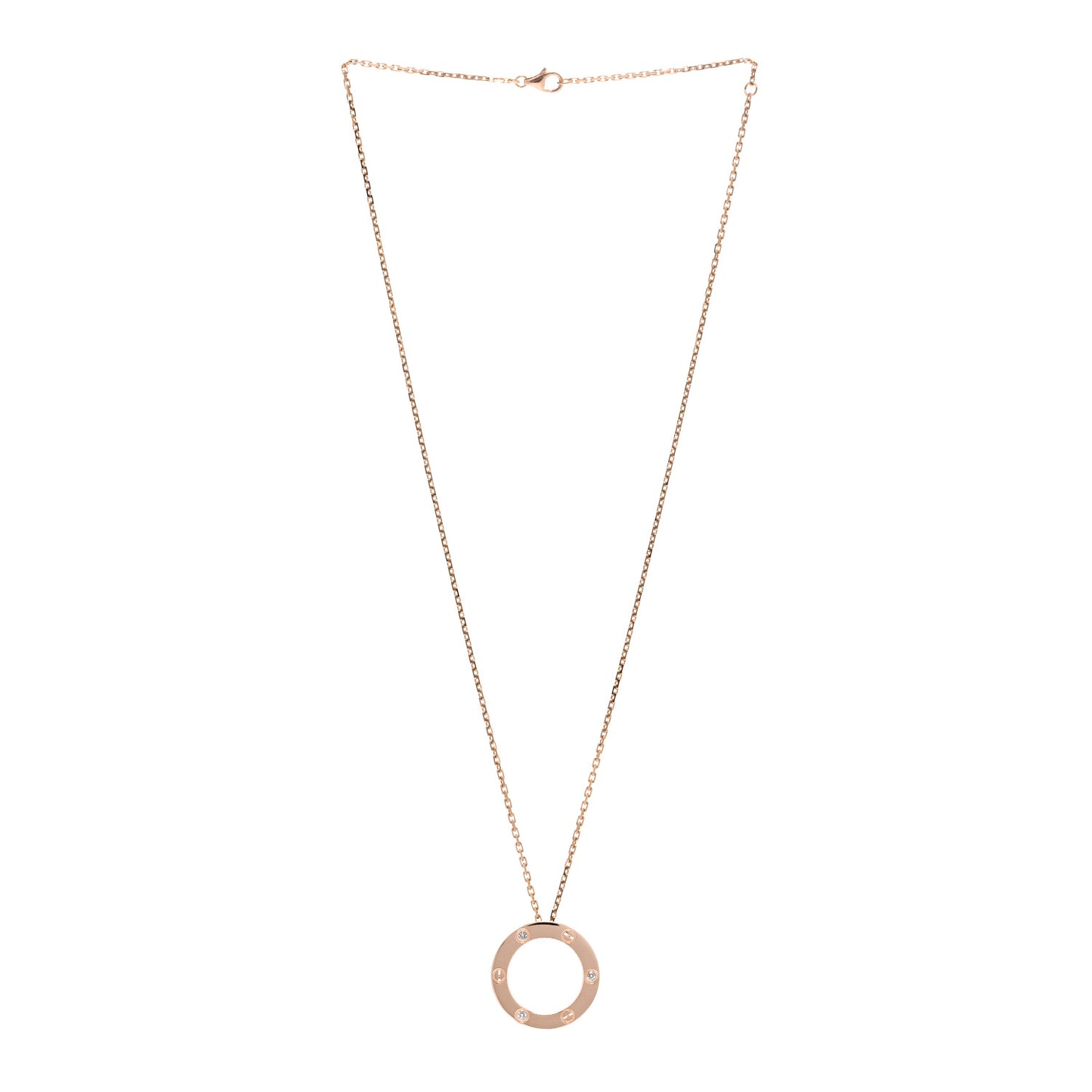 18K Pink Gold 3 Diamonds LOVE Pendant Necklace